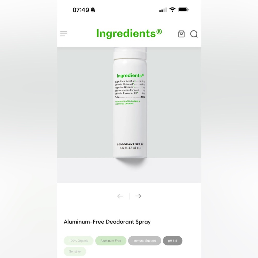 Aluminum-Free Deodorant Spray